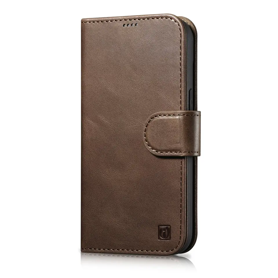 ⁨iCarer Oil Wax Wallet Case 2in1 etui iPhone 14 Pro Max skórzany pokrowiec z klapką Anti-RFID brązowy (WMI14220724-BN)⁩ w sklepie Wasserman.eu
