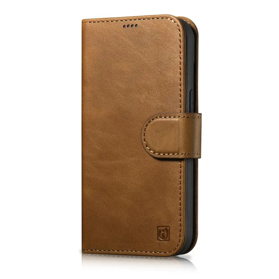 ⁨iCarer Oil Wax Wallet Case 2in1 etui iPhone 14 Pro Max skórzany pokrowiec z klapką Anti-RFID brązowy (WMI14220724-TN)⁩ w sklepie Wasserman.eu