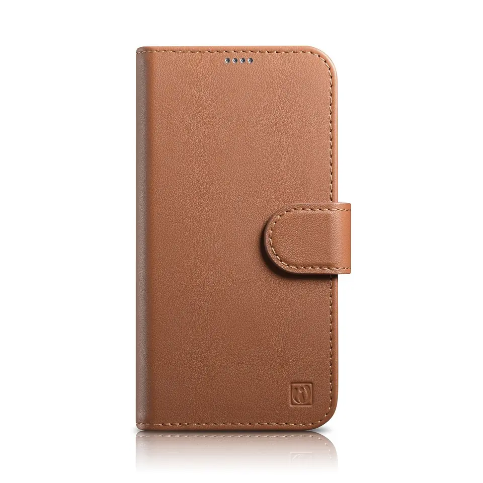 ⁨iCarer Wallet Case 2in1 etui iPhone 14 skórzany pokrowiec z klapką Anti-RFID brązowy (WMI14220725-BN)⁩ w sklepie Wasserman.eu