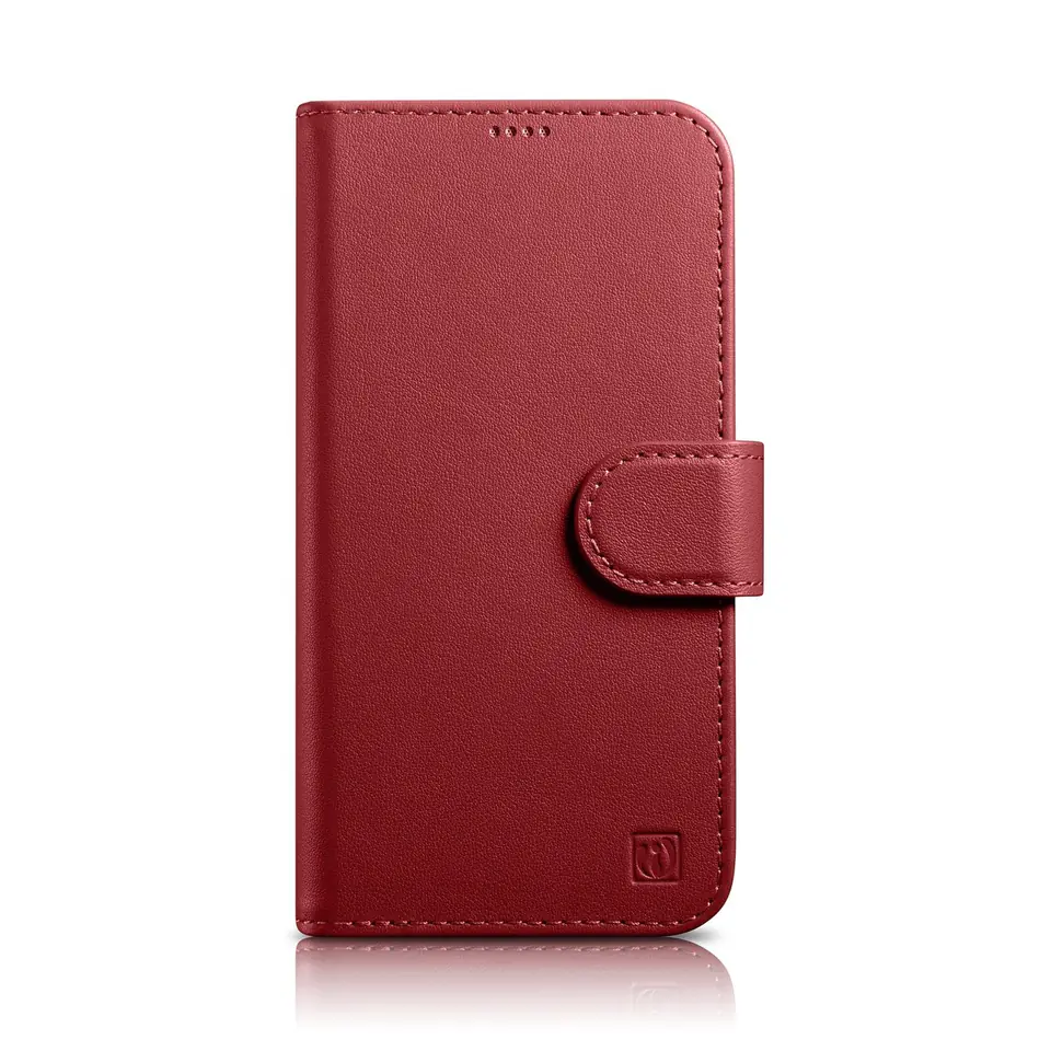 ⁨iCarer Wallet Case 2in1 etui iPhone 14 skórzany pokrowiec z klapką Anti-RFID czerwony (WMI14220725-RD)⁩ w sklepie Wasserman.eu