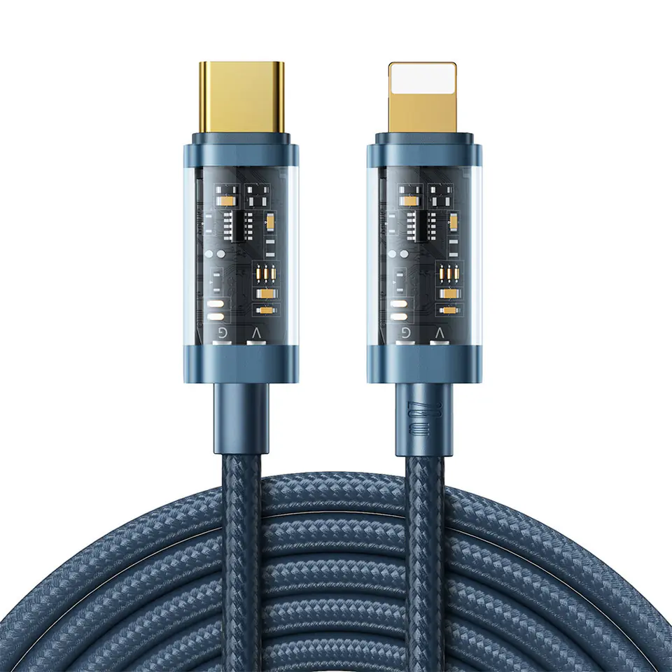 ⁨Kabel przewód w oplocie do iPhone USB-C - Lightning PD 20W 2m niebieski⁩ w sklepie Wasserman.eu