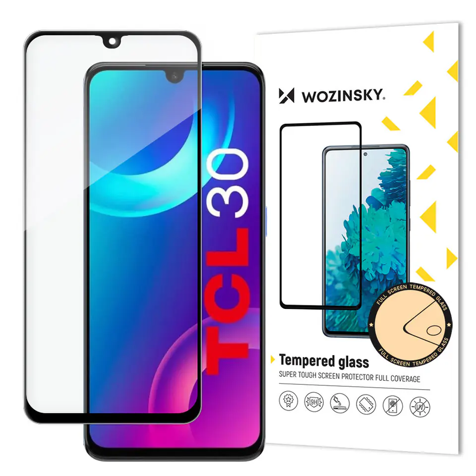 ⁨Wozinsky super wytrzymałe szkło hartowane Full Glue na cały ekran z ramką Case Friendly TCL 30 czarny⁩ w sklepie Wasserman.eu