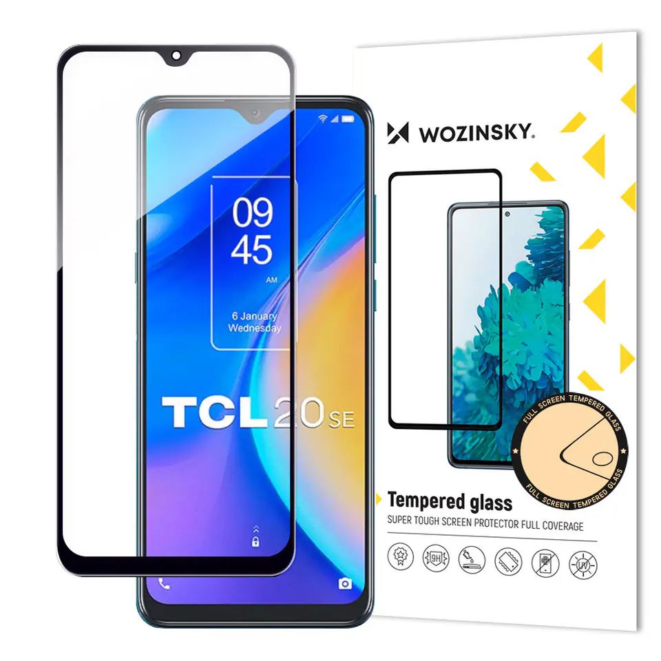 ⁨Wozinsky Full Glue Tempered Glass szkło hartowane TCL 20 SE 9H na cały ekran z czarną ramką⁩ w sklepie Wasserman.eu