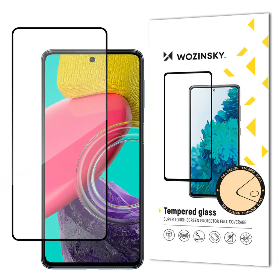 ⁨Wozinsky super wytrzymałe szkło hartowane Full Glue na cały ekran z ramką Case Friendly Samsung Galaxy M53 5G czarny⁩ w sklepie Wasserman.eu