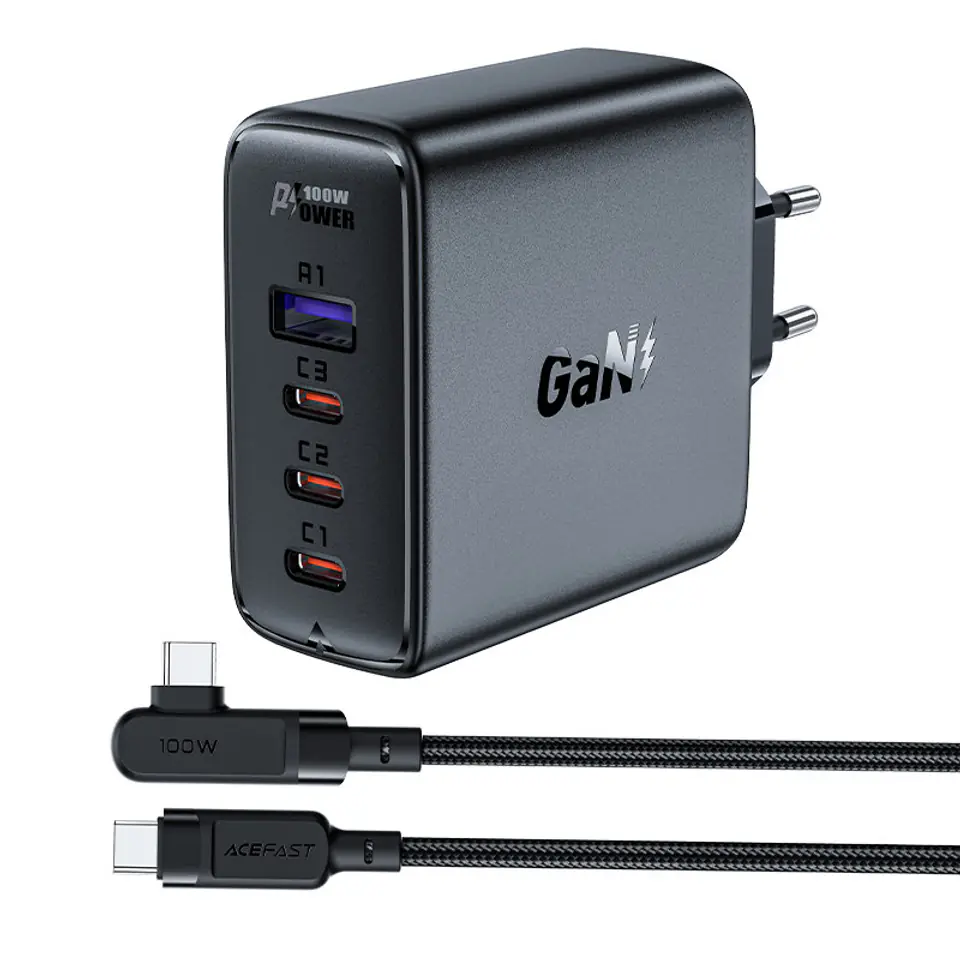 ⁨Wall charger Acefast A37 PD 100W GaN 4x USB, (black)⁩ at Wasserman.eu