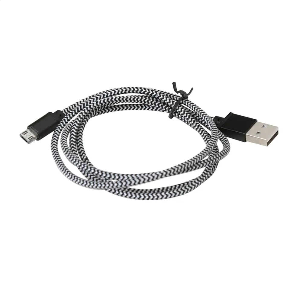 ⁨PLATINET HERMES MICRO USB TO USB FABRIC BRAIDED CABLE KABEL 2A 1M BLACK [43302]⁩ w sklepie Wasserman.eu