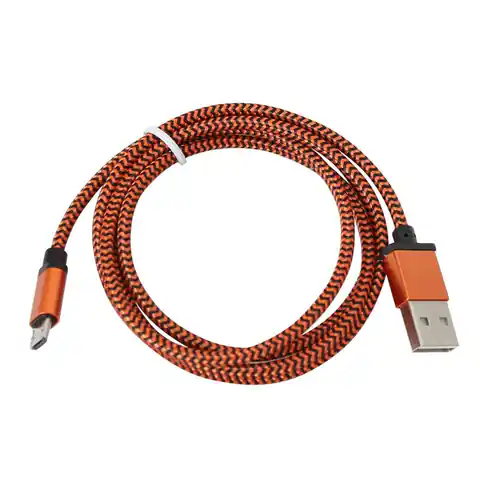 ⁨PLATINET HERMES MICRO USB TO USB FABRIC BRAIDED CABLE KABEL 2A 1M ORANGE [43305]⁩ w sklepie Wasserman.eu