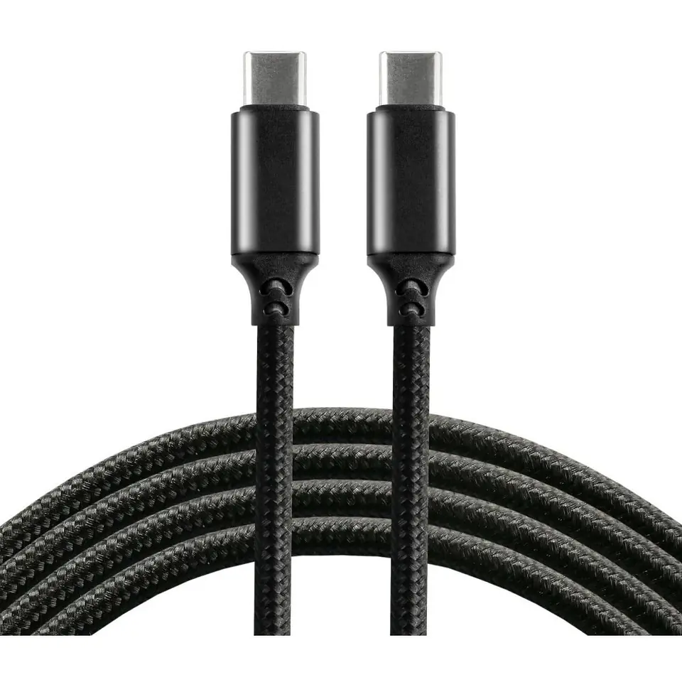 ⁨Kabel USB-C - USB-C EVERACTIVE 1m 5A 100W pleciony czarny (CBB-1PD5)⁩ w sklepie Wasserman.eu