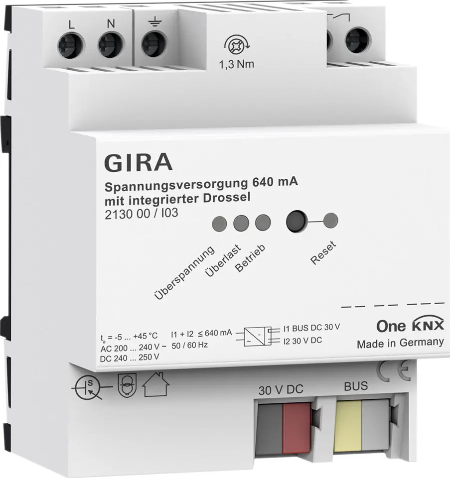⁨GIRA power supply 640 mA with KNX choke ONE 213000⁩ at Wasserman.eu
