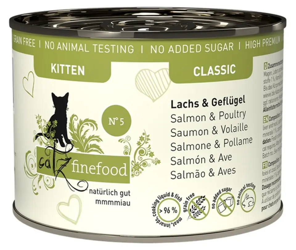 ⁨Catz Finefood Classic Kitten N.05 Łosoś i drób puszka 200g⁩ w sklepie Wasserman.eu