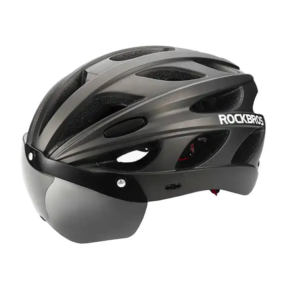 ⁨Kask rowerowy regulowany + okulary Rockbros TT-16 (czarny)⁩ w sklepie Wasserman.eu