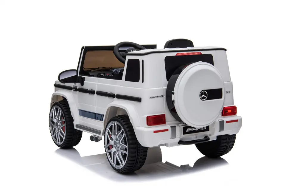 Mercedes AMG G63 dla dzieci Biały + Pilot + MP3 LED + Wolny Start + EVA + Pasy w sklepie Wasserman.eu