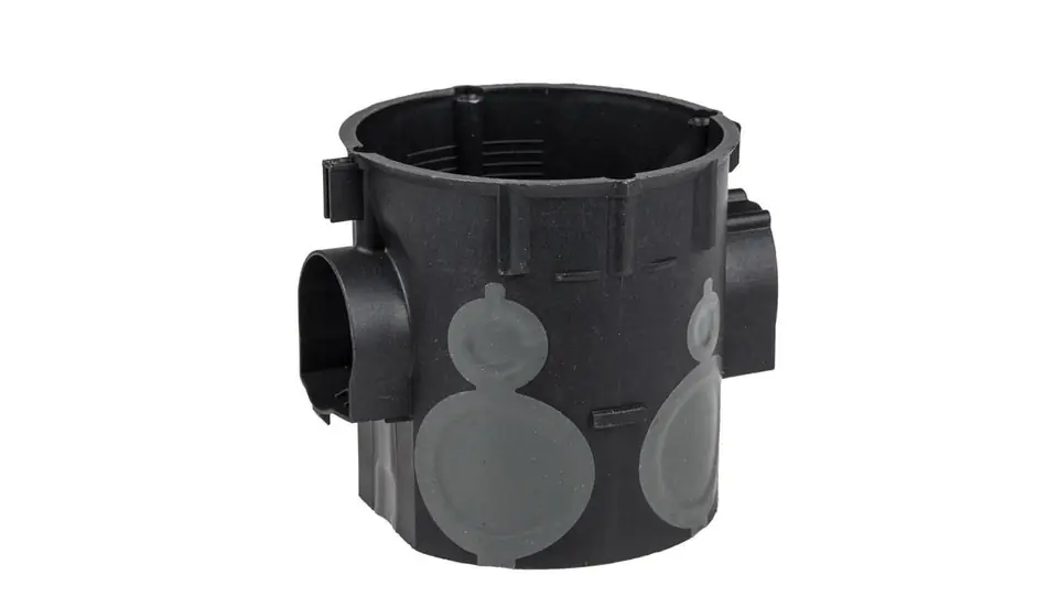 ⁨Flush-mounted box 60mm deep with puncture membranes black windproof E107-2K 83107007⁩ at Wasserman.eu