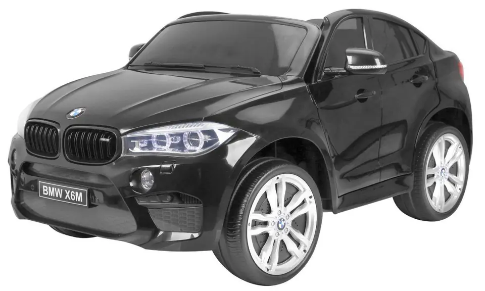 ⁨BMW X6M XXL dla 2 dzieci Czarny + Pilot + Ekoskóra + Pasy + Wolny Start + MP3 USB + LED⁩ w sklepie Wasserman.eu