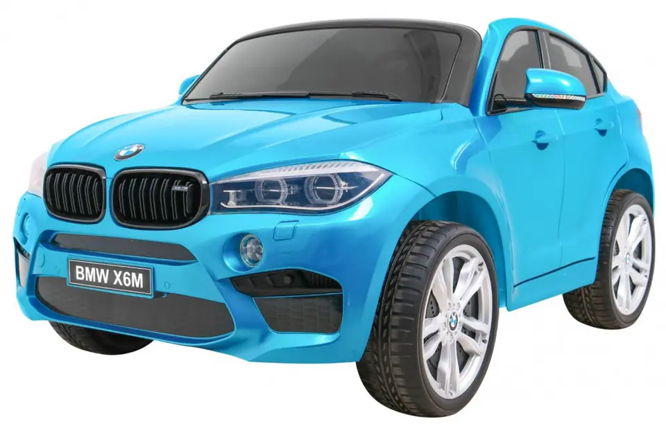 ⁨BMW X6M XXL dla 2 dzieci Lakier Niebieski + Pilot + Ekoskóra + Pasy + Wolny Start + MP3 + LED⁩ w sklepie Wasserman.eu