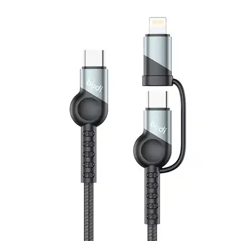 ⁨Kabel 2w1 USB do USB-C / Lightning Budi 65W/20W PD, 1m (czarny)⁩ w sklepie Wasserman.eu