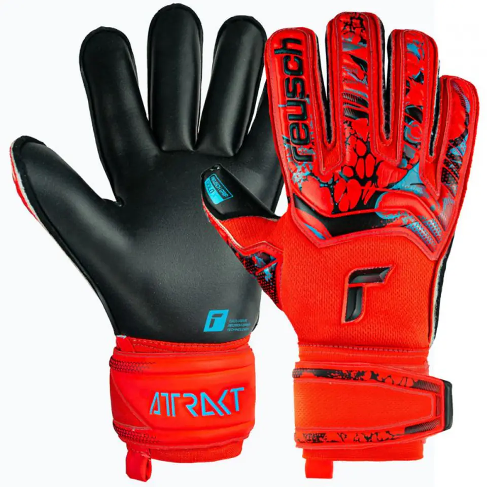 ⁨Rękawice Reusch Attrakt Gold Roll Finger (kolor Czarny. Czerwony, rozmiar 8.5)⁩ w sklepie Wasserman.eu