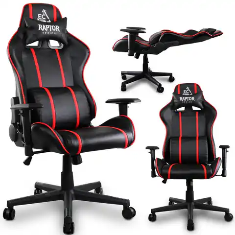 ⁨Gaming Stuhl Raptor - X drehbares Büro schwarz mit roten Streifen KO10X⁩ im Wasserman.eu