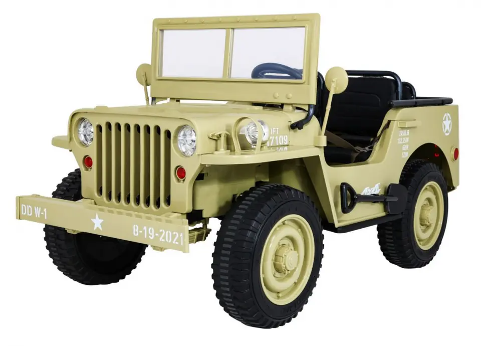⁨Autko Wojskowe Retro dla 3 dzieci Matcha + Napęd 4x4 + Schowki + EVA + Wolny Start + MP3 LED⁩ w sklepie Wasserman.eu