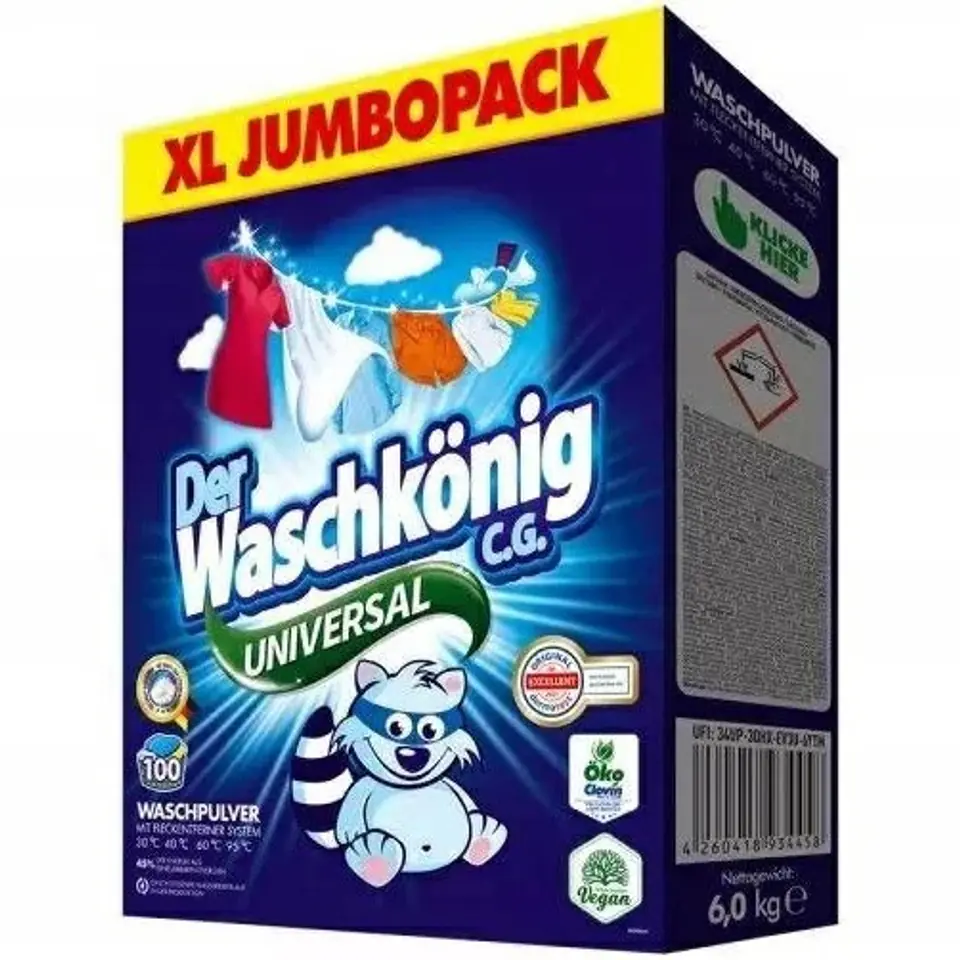 ⁨WASCHKONIG Proszek 100p uniwersal 6kg do prania (karton)⁩ w sklepie Wasserman.eu