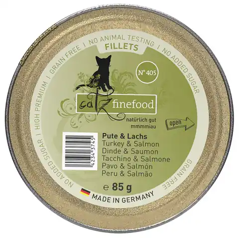 ⁨Catz Finefood Fillets N.405 Turkey/Chicken/Salmon tray 85g⁩ at Wasserman.eu