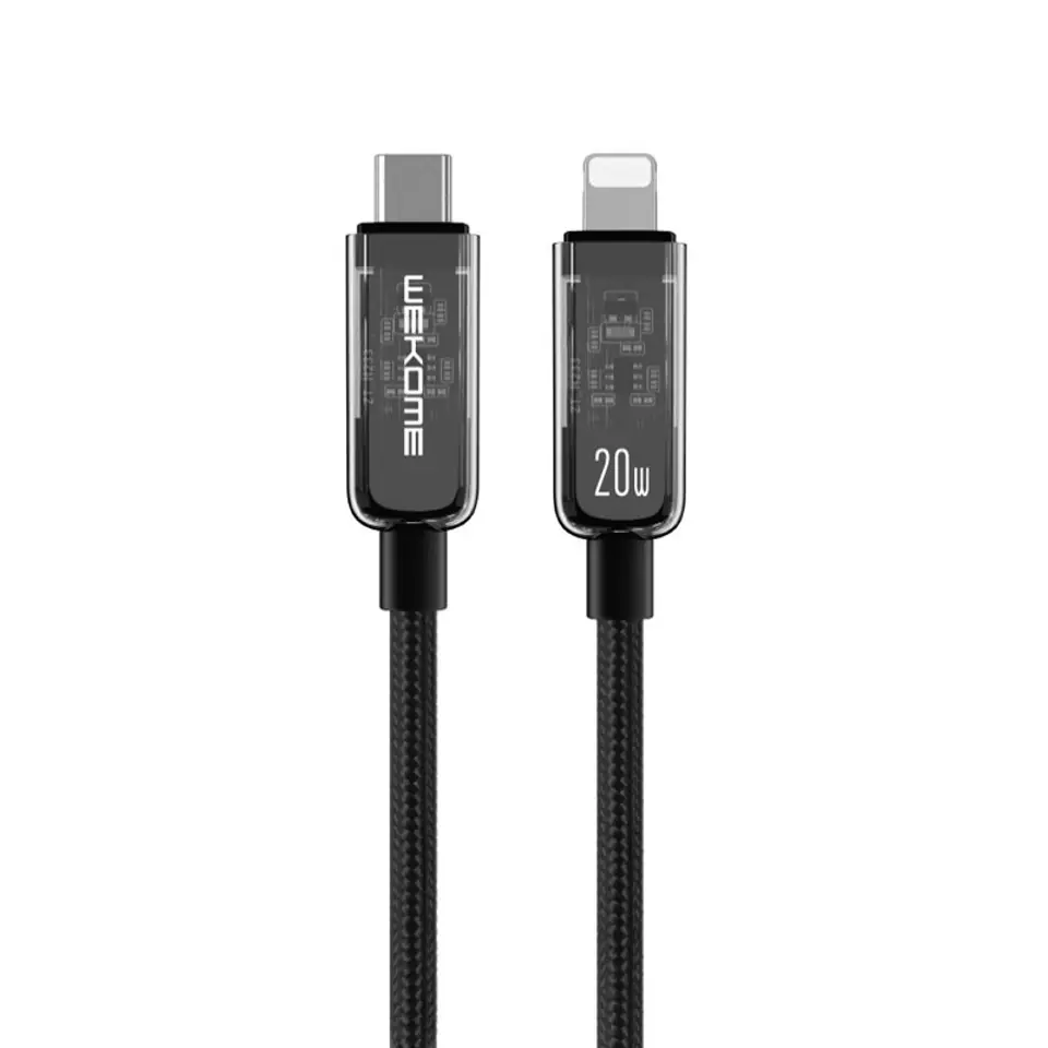 ⁨WEKOME WDC-181 Vanguard Series - Kabel połączeniowy USB-C do Lightning Super Fast Charging PD 20W 1.2 m (Czarny)⁩ w sklepie Wasserman.eu