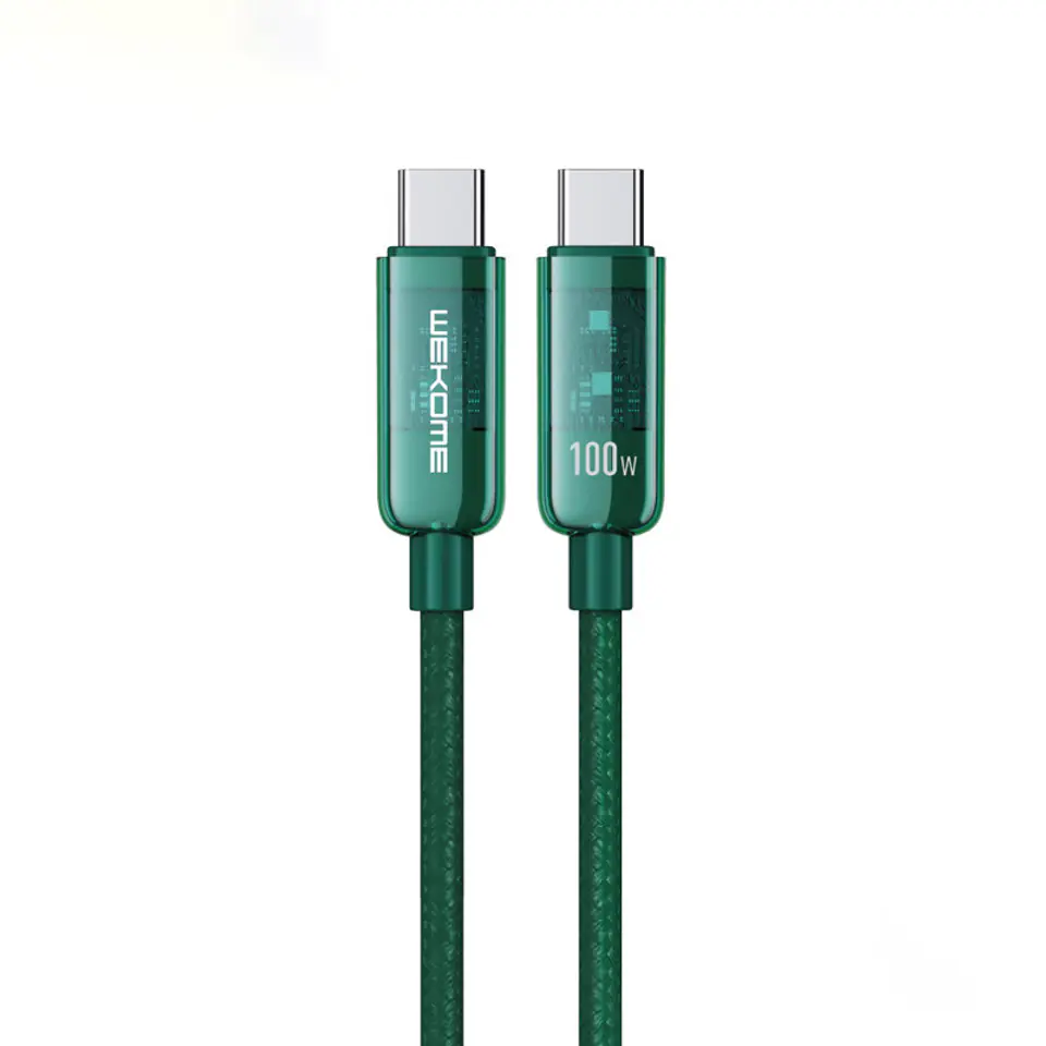 ⁨WEKOME WDC-193 Vanguard Series - Kabel połączeniowy USB-C do USB-C Super Fast Charging 100W 1 m (Zielony)⁩ w sklepie Wasserman.eu