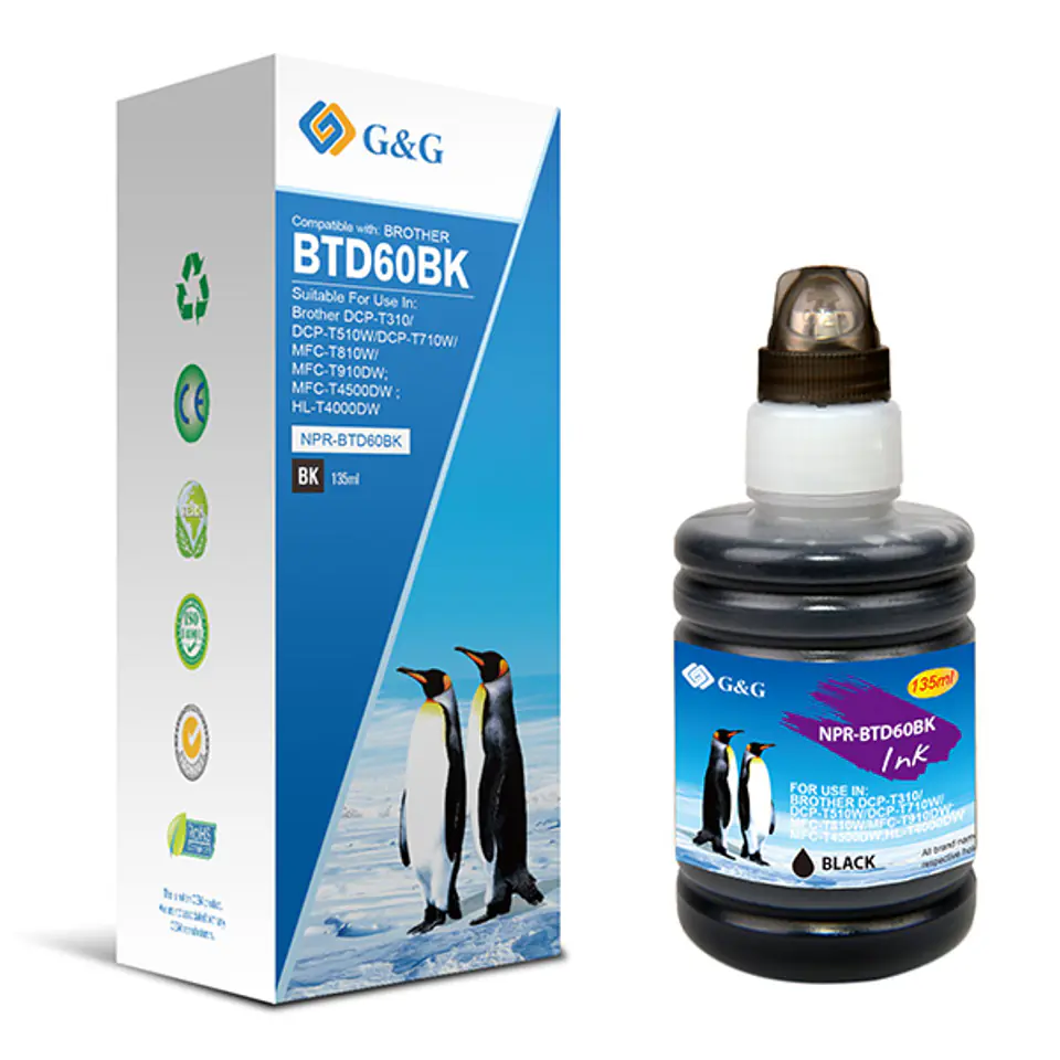 ⁨G&G kompatybilny ink / tusz z BTD60BK, NPR-BTD60BK, black, 6500s⁩ w sklepie Wasserman.eu