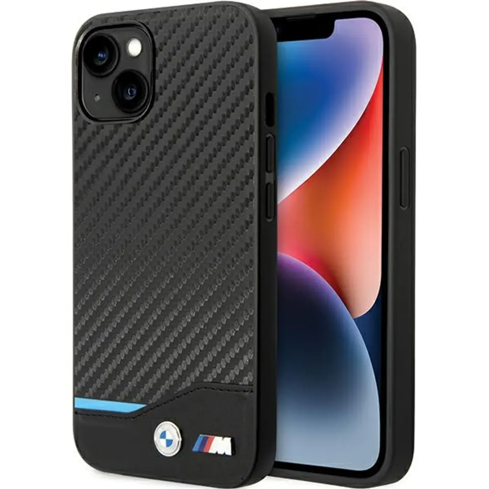 ⁨Etui BMW BMHCP13M22NBCK iPhone 13 6.1" czarny/black Leather Carbon⁩ w sklepie Wasserman.eu