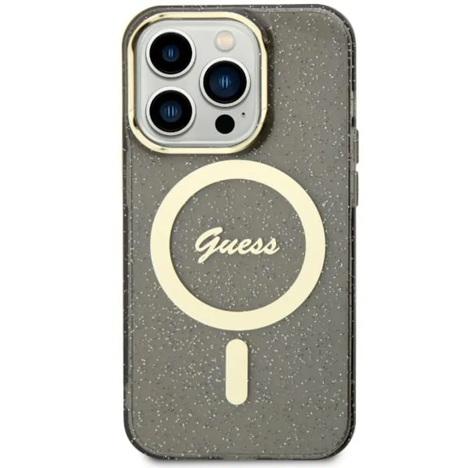 ⁨Guess GUHMN61HCMCGK iPhone 11 / Xr 6.1" czarny/black hardcase Glitter Gold MagSafe⁩ w sklepie Wasserman.eu