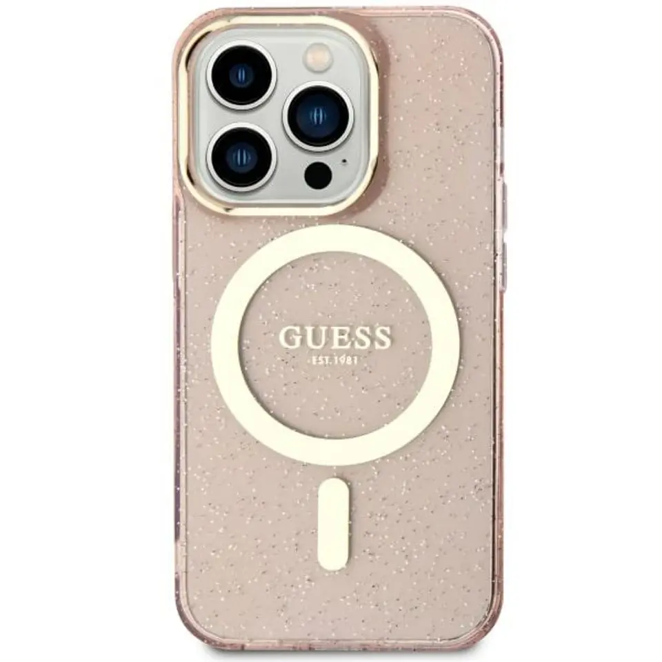 ⁨Guess GUHMN61HCMCGP iPhone 11 / Xr 6.1" różowy/pink hardcase Glitter Gold MagSafe⁩ w sklepie Wasserman.eu