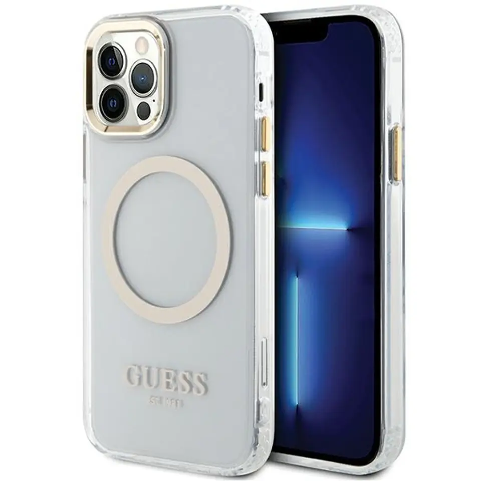 ⁨Guess GUHMP12MHTRMD iPhone 12/12 Pro 6.1" złoty/gold hardcase Metal Outline Magsafe⁩ w sklepie Wasserman.eu