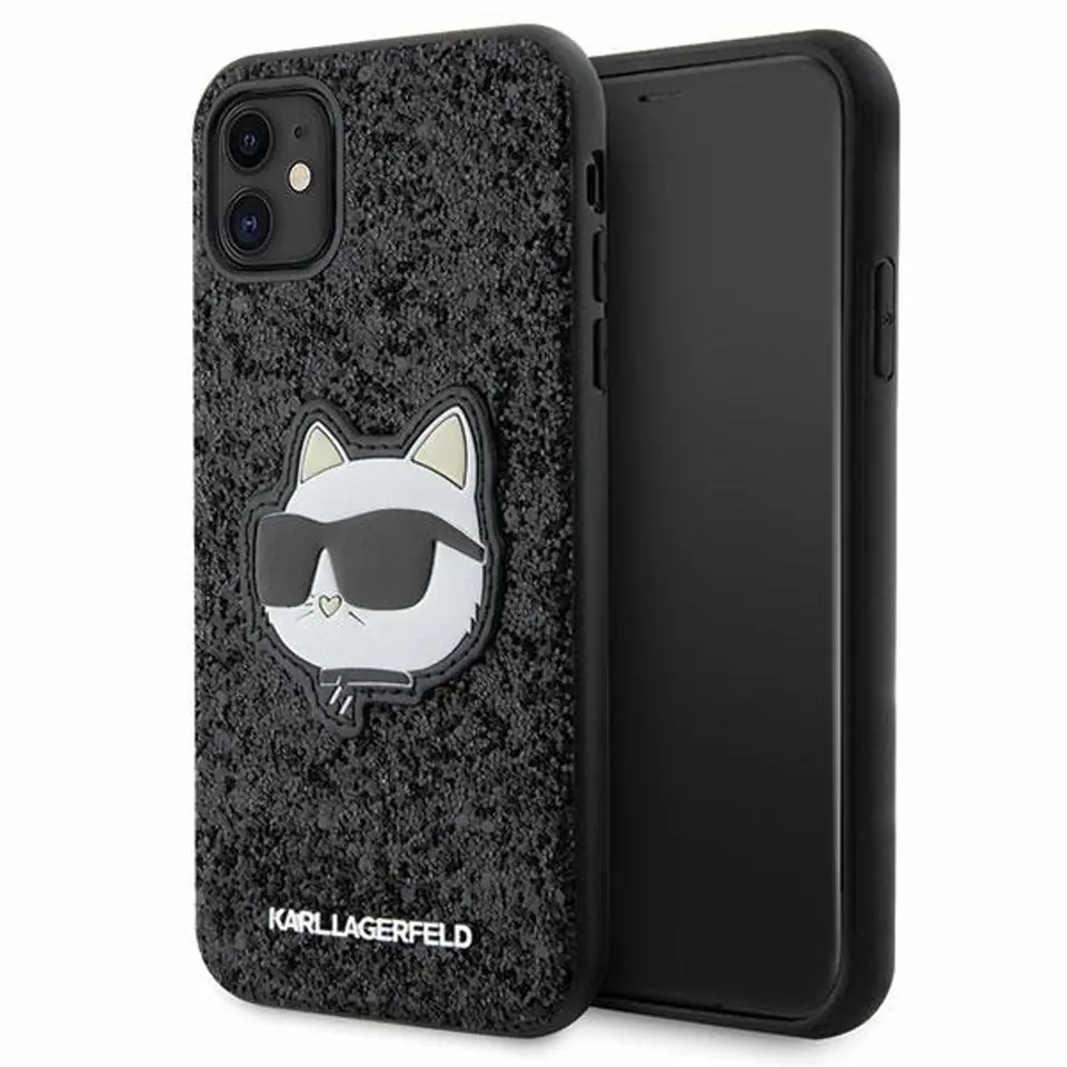 ⁨Karl Lagerfeld KLHCN61G2CPK iPhone 11 / Xr 6.1" czarny/black hardcase Glitter Choupette Patch⁩ w sklepie Wasserman.eu