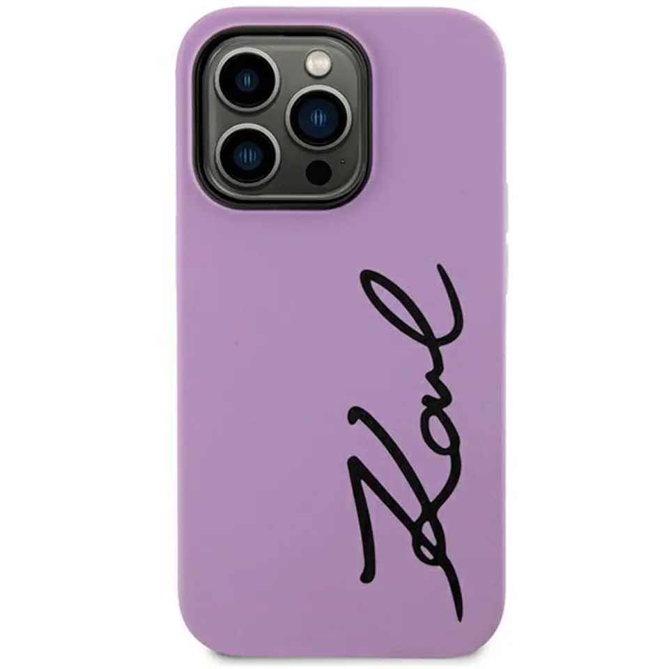 ⁨Karl Lagerfeld KLHCN61SKSVGU iPhone 11 / Xr  6.1" purpurowy/purple hardcase Silicone Signature⁩ w sklepie Wasserman.eu