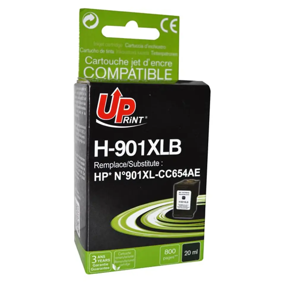 ⁨UPrint kompatybilny ink / tusz z CC654AE, HP 901XL, H-901XLB, black, 20ml⁩ w sklepie Wasserman.eu