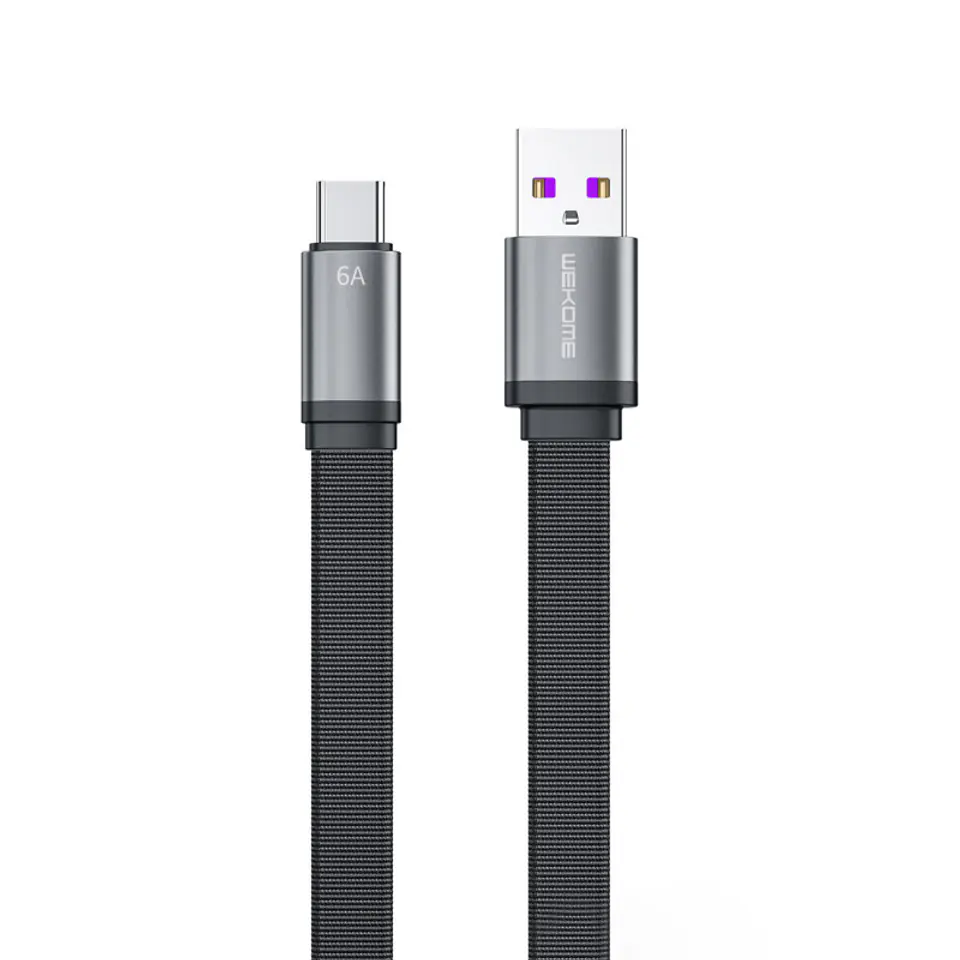 ⁨WEKOME WDC-156 King Kong 2nd gen - Kabel połączeniowy USB-A do USB-C 6A Fast Charging 1.3 m (Czarny)⁩ w sklepie Wasserman.eu