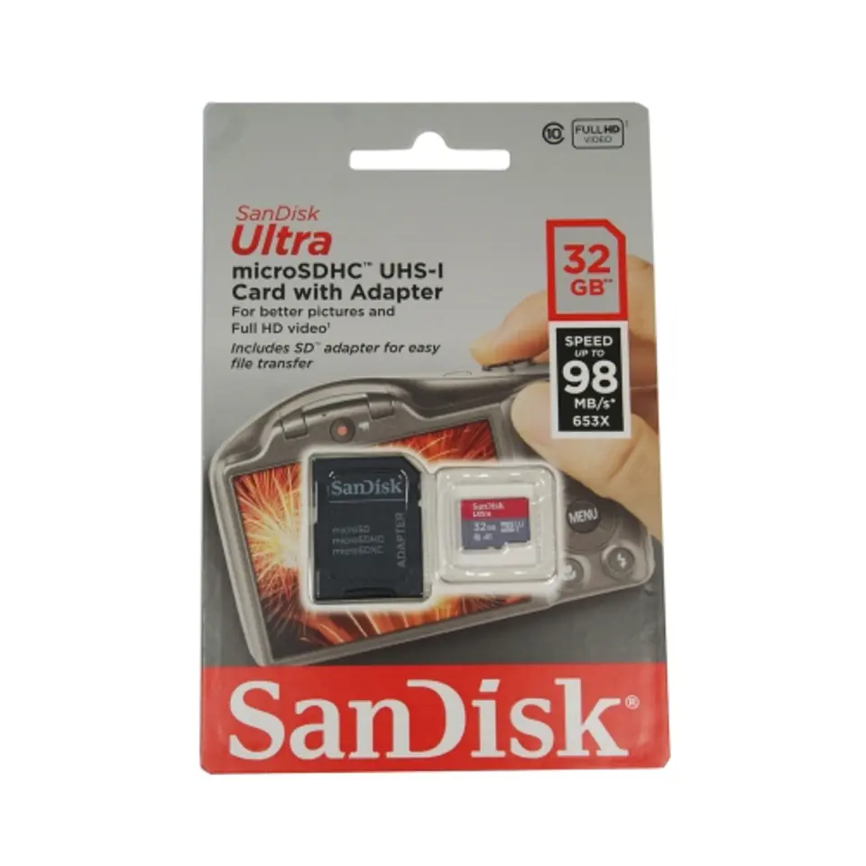 ⁨SanDisk Ultra microSDHC - 32GB A1 Class 10 UHS-I U1 120MB/s memory card with adapter⁩ at Wasserman.eu