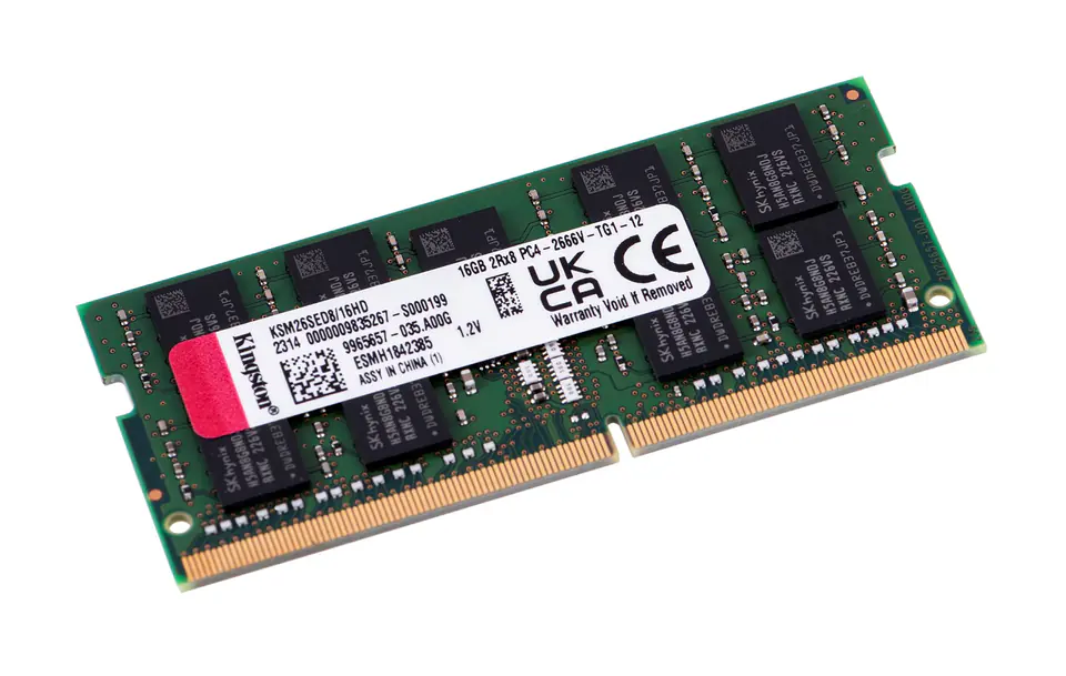 ⁨Kingston SODIMM ECC 16GB DDR4 2Rx8 Hynix D 2666MHz PC4-21300 KSM26SED8/16HD⁩ at Wasserman.eu