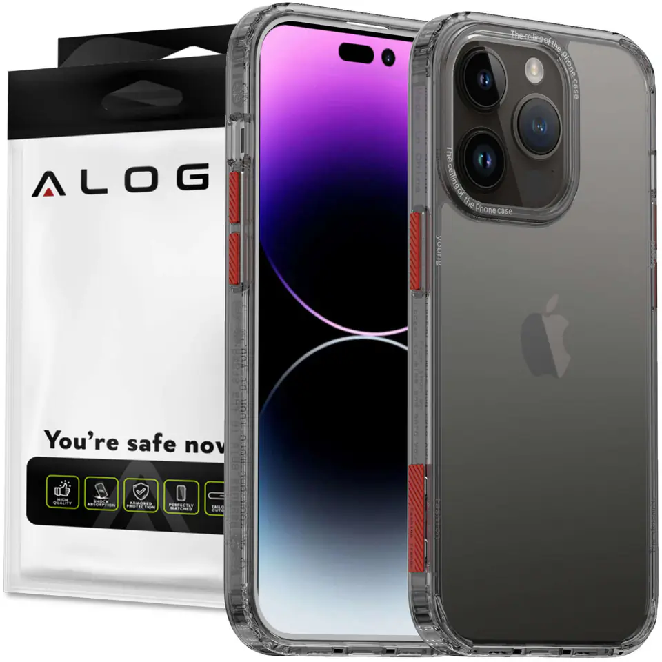⁨Etui na telefon Alogy Protective Case obudowa ochronna do Apple iPhone 14 Pro Max Czarno-przezroczyste⁩ w sklepie Wasserman.eu