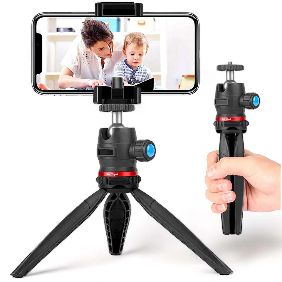 ⁨Uchwyt na telefon Alogy Mini Tripod Trójnóg Liginn do robienia zdjęć do telefonu kamery GoPro lampy ring 1/4 Czarny⁩ w sklepie Wasserman.eu