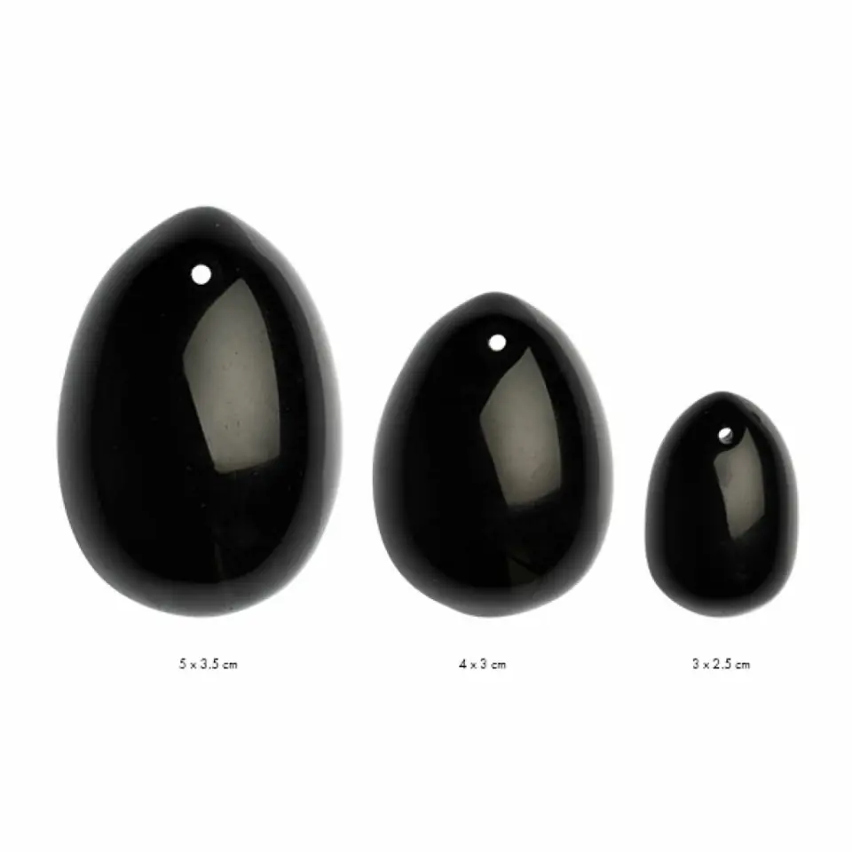⁨Kulki gejszy - La Gemmes Yoni Egg Set Black Obsidian⁩ w sklepie Wasserman.eu