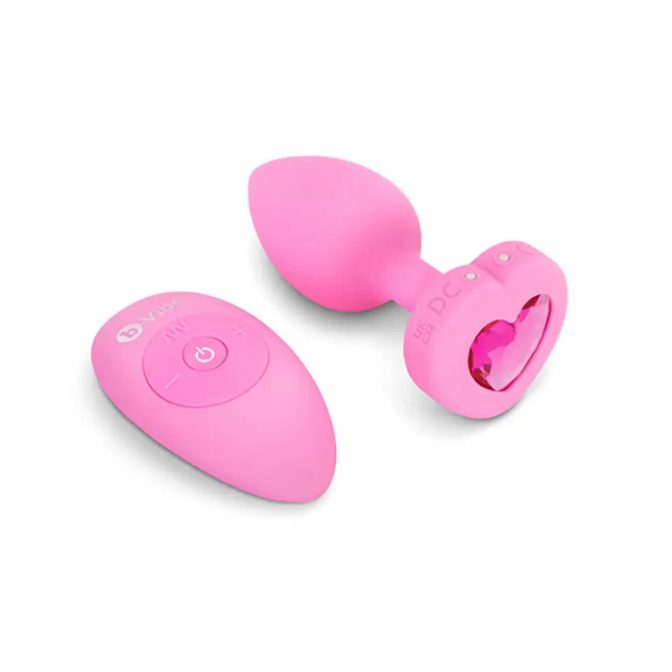 ⁨Zdalnie sterowany plug analny - B-Vibe Vibrating Heart Plug S/M Pink⁩ w sklepie Wasserman.eu