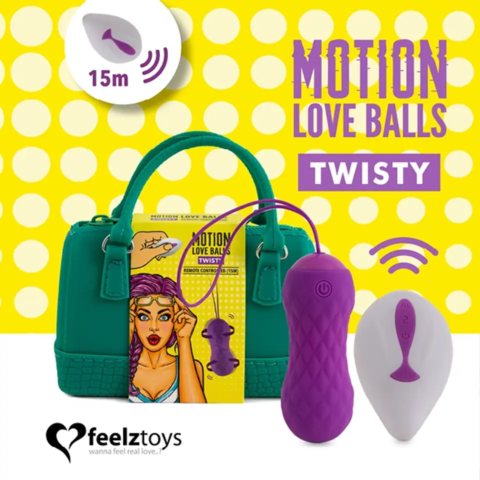 ⁨Zdalnie sterowane jajeczko wibrujące - FeelzToys Motion Love Balls Twisty⁩ w sklepie Wasserman.eu