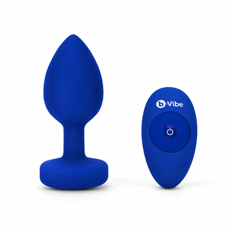 ⁨Zdalnie sterowany plug analny - B-Vibe Vibrating Jewel Plug L/XL Navy⁩ w sklepie Wasserman.eu