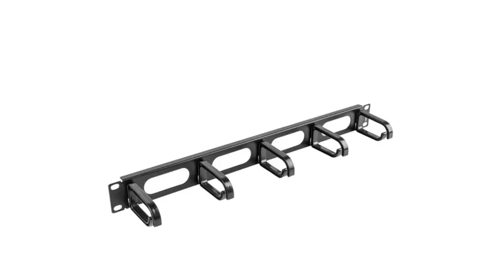 ⁨Organizer kabli 19 1U z 5 uchwytami - typ B czarny AK-1205-B⁩ w sklepie Wasserman.eu
