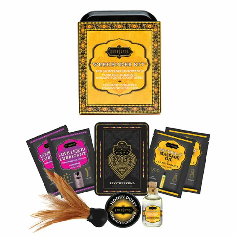 ⁨Zestaw akcesoriów - Kama Sutra The Weekender Tin Can Coconut Pineapple⁩ w sklepie Wasserman.eu