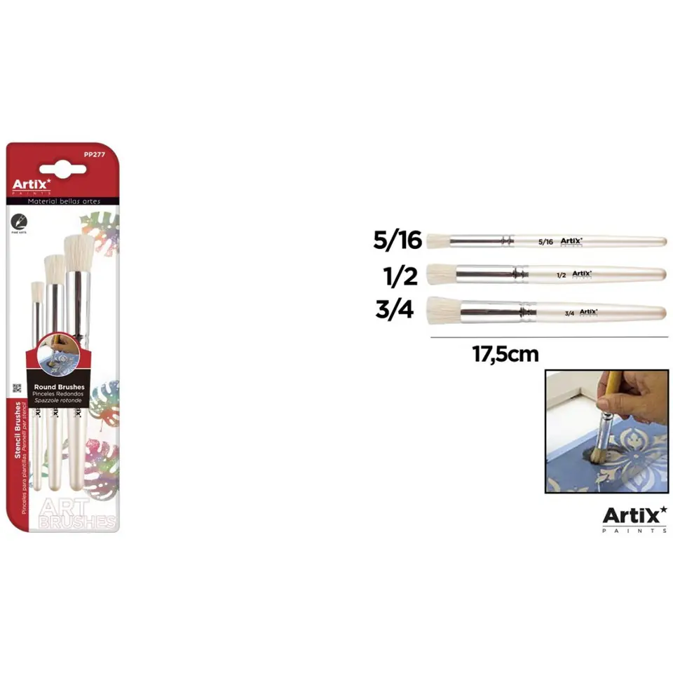 ⁨Pędzle do szablonów zestaw 3 szt. PP277 ARTIX⁩ w sklepie Wasserman.eu