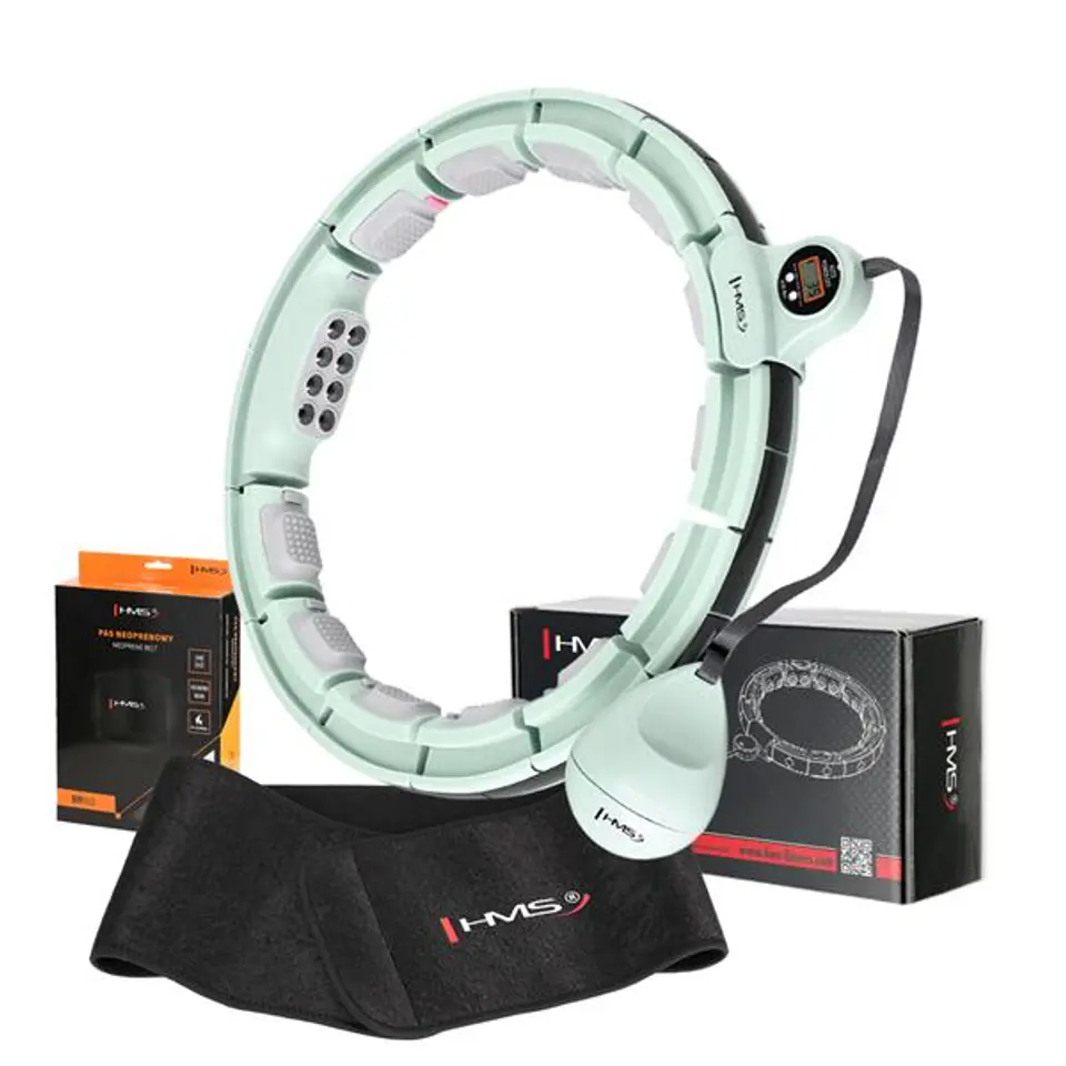 ⁨MAGNETIC HULA HOOP SET GREEN HHM13 WITH HMS COUNTER + SLIMMING BELT BR163 BLACK⁩ at Wasserman.eu