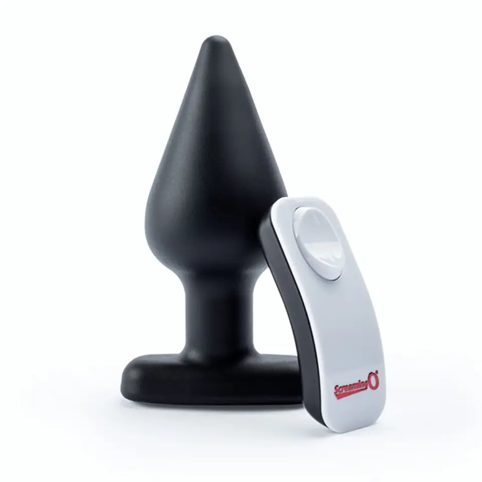 ⁨Plug analny wibrujący - The Screaming O Vibrating Plug XL Black⁩ w sklepie Wasserman.eu