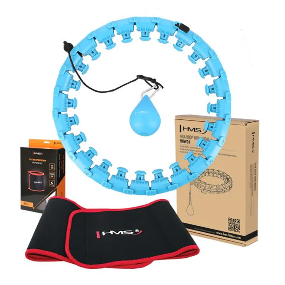 ZESTAW HULA HOP HHW01 BLUE Z WYPUSTKAMI I OBCIĄŻNIKIEM HMS + PAS BR163 RED w sklepie Wasserman.eu